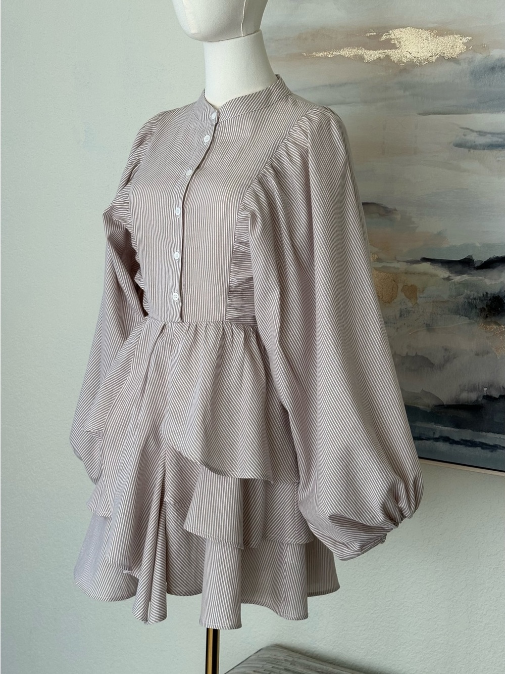 VICI Cottagecore Balloon Sleeve Peplum Mini Dress Prairie Coquette - Picture 3 of 16